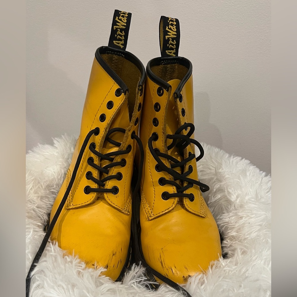 Dr. Martens 1460 Smooth Leather Lace Up Boots Yellow